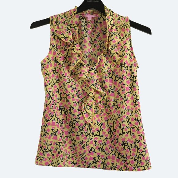 COPY - Lilly Pulitzer Ruffle Blouse Tank Flamingos size XS - Picture 1 of 7